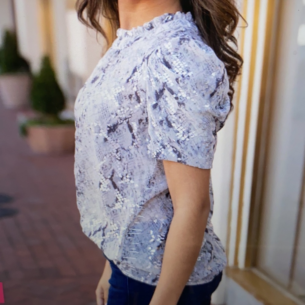 Snake Print Metallic Statement Top | Xs - image 3